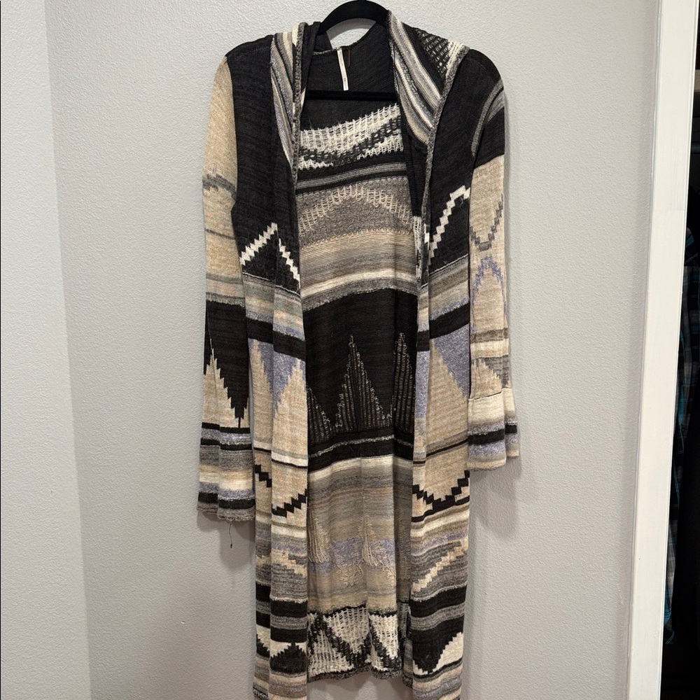 Free people Geometric Patterned Women's Sweater - Black, Gray, Cream